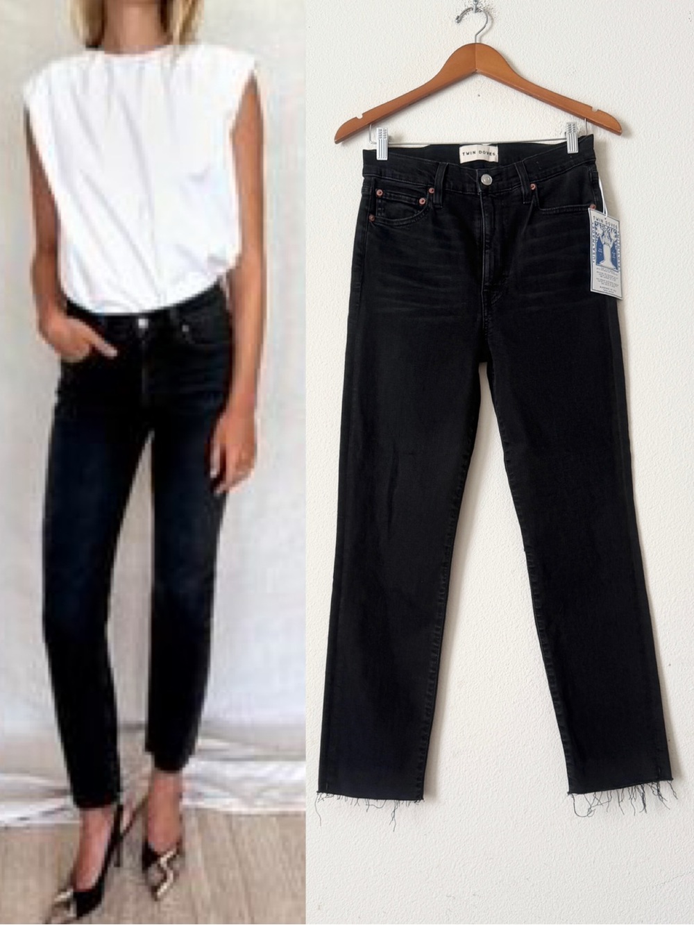 NWT Emerson Fry Twin Doves SIZE 29 Tower High Rise pencil jeans in black